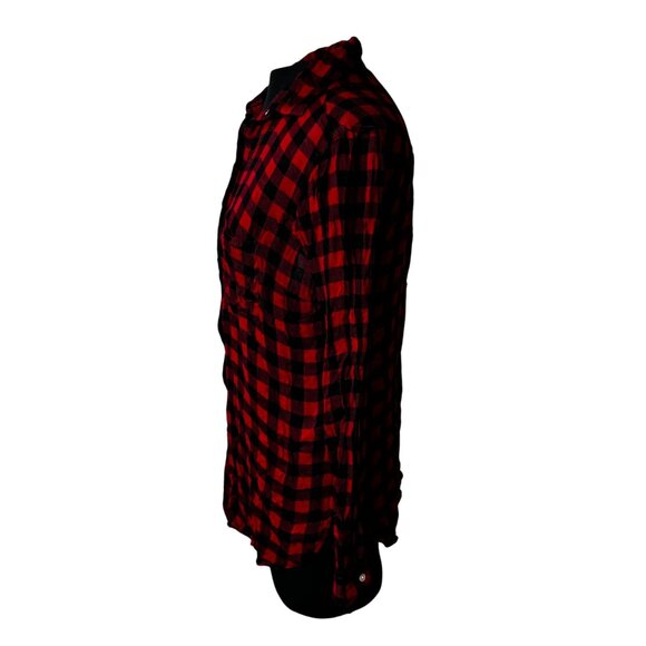 Old Navy Red & Black Plaid Button-Up Shirt  M - Picture 2 of 11